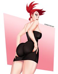 1girls ass ass_focus ass_grab big_ass big_breasts black_dress bubble_butt butt cartoon_network dress foster's_home_for_imaginary_friends frankie_foster from_behind gorbathechef green_eyes large_ass lipstick looking_at_viewer minidress pencil_dress red_hair red_lipstick smile solo thick thick_ass tight_dress rating:Questionable score:71 user:Gorbathechef