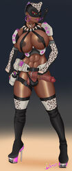  big_breasts big_penis dark-skinned_futanari dark_skin futanari high_heel_boots high_heels muscular_futanari neolemus platform_heels presenting_penis solo standing uff  rating:explicit score: user:neolemus