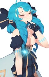 1girls 2021 blue_hair blush breasts ce-_-3 closed_eyes cum cum_in_mouth cum_on_face drill_hair exposed_breasts facial gloves gwen_(league_of_legends) hair_ornament league_of_legends nipples partially_clothed pepper0 riot_games simple_background twin_drills twintails rating:Explicit score:649 user:LukeSkyLuke