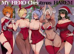 5girls big_breasts blush bunnysuit christmas_outfit comic dark-skinned_female dark_skin female female_only hadou_nejire harem itsuka_kendou kendou_itsuka miruko multiple_girls my_hero_academia nejire_hado ratatatat74 rumi_usagiyama ryuukyuu seductive_look seductive_smile tatsuma_ryuuko tokage_setsuna usagiyama_rumi wine_bottle rating:Explicit score:727 user:hentai.ox