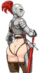 1girls armet armor armwear ass ass_focus ass_out bare_ass bottomless breastplate casual casual_nudity couter cuirass cuisse female female_knight from_behind gauntlets gorget headwear human kardia_of_rhodes knight legwear light-skinned_female light_skin longsword looking_over_shoulder medieval medieval_armour nisetanaqa pale_skin pauldrons plate_armor rerebrace scabbard sheath solo sword vambraces weapon rating:Questionable score:594 user:Anon1a7d1a7m17