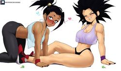 ass bare_legs bikini_bottom caulifla chocolate_and_vanilla dragon_ball dragon_ball_super echosaber female_saiyan highleg_panties kale lowres panties shounen_jump sports_bra thick_thighs tight universe_6 universe_6/universe_7 universe_6_girls yoga_pants rating:Explicit score:345 user:Rachel_Raven