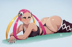 1girls absurdres ass big_ass bottom_heavy butt_crack fat_ass female female_only francine_(pokémon) g-string gyaru heavy_makeup highres huge_ass human kogal nail_polish nintendo on_grass on_stomach panties pants_around_thighs pants_down plumeria_(pokemon) pokémon pokemon pokemon_sm rizdraws sagging_pants solo solo_female tanline team_skull thick_ass thick_thighs thong wide_hips yellow_eyes rating:Questionable score:839 user:justausername