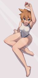 1girls :d armpits clothing female female_only full_body green_eyes high_resolution holding holding_object holding_poke_ball kasumi_(pokemon) lamb-oic029 legs light_rays misty_(pokemon) misty_(pokemon_hgss) nintendo one-piece_swimsuit one_arm_up open-mouth_smile open_mouth orange_hair pokemon pokemon_gsc pokemon_hgss red_hair short_hair simple_background sitting smile solo swimsuit thighs wide_hips rating:Questionable score:92 user:Misty_lover