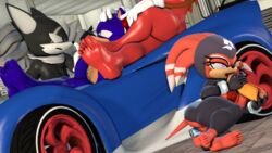 3d 3d_(artwork) anthro black_body eating echidna eyelashes feet female food gay half-closed_eyes hot_dog infinite_(sonic) knuckles_the_echidna male purple_eyes shade_the_echidna sonic_(series) sonic_forces sonic_the_hedgehog tan_body white_hair rating:Explicit score:3 user:Tinytoonfan9