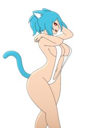 1girls 2d blue_hair cat_ears cat_tail curvy female female_only hourglass_figure light-skinned_female light_skin looking_at_viewer manyakis mike_inel navel nicole_watterson nicole_watterson_(human) open-mouth_smile pale-skinned_female pale_skin red_eyes simple_background sling_bikini smile smiling smiling_at_viewer solo the_amazing_world_of_gumball the_amazing_world_of_gumball_(human) thick_thighs white_sling_bikini wide_hips rating:Explicit score:588 user:DickGuy8719