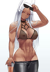 1girls abs animal_ears athletic_female bikini bra breasts bunny_ears bunny_girl clothing cutesexyrobutts_(style) dark-skinned_female dark_skin female female_focus female_only fit_female highres kemonomimi large_breasts mature_female miruko my_hero_academia navel nipples nipples_visible_through_clothing no_shirt pants pants_pull red_eyes rumi_usagiyama see-through see-through_bra see-through_clothing see-through_top shounen_jump simple_background slim_waist solo sunglasses sunglasses_on_head thick_thighs tight tight_pants tomboy toned underwear white_background white_hair wide_hips zefra_bleu rating:Explicit score:681 user:deleted7703