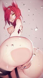 1girls against_glass animal_ears ass ass_on_glass ass_press breasts dripping female female_only fingering huge_ass kitsune league_of_legends looking_at_viewer nanoless nipples nude_female pussy pussy_juice pussy_juice_drip red_hair round_ass rubbing_pussy shaved_pussy sitting smile tagme thick_thighs xayah yellow_eyes rating:Explicit score:334 user:bot