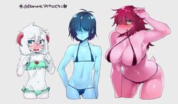 1femboy 2_horns 2boys1girl absurd_res ambiguous_gender anthro big_breasts bikini blue_body blue_hair blue_skin blush boobs bovid breast breasts busty caprine clothed clothing crossdressing deltarune embarrassed embarrassed_male eyewear female femboy floppy_ears fur furry girly glasses goat green_eyes group hair hair_over_eyes hi_res horn horns human kris_(deltarune) larger_female lizard looking_at_viewer male mammal navel open_mouth pink_body pink_horn pink_scale pink_scales pink_skin purple_hair ralsei reptile scales scalie size_difference slim smaller_male ss_komu standing susie_(deltarune) swimwear tail two_piece_swimsuit undertale_(series) video_games white_body white_fur white_hair yellow_sclera rating:Questionable score:265 user:Roachbomber