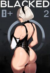 1girls ai_generated back back_view big_ass blacked corset cover cover_page female female_only latex nier:_automata novelai solo solo_female thiccwithaq_(ai_style) twitwit white_hair yorha_2b rating:Questionable score:142 user:HeavenSpawn