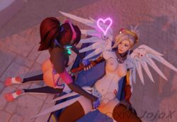 2girls 3d 3d_(artwork) 3dcg blender blender3d blender_(software) blender_eevee blizzard_entertainment brown_hair cute d.va depth_of_field dominant_female enjoying female female/female female_focus female_only femdom femsub fingerless_gloves girl_on_girl girls girls_only gloves heart jojox mercy nail_polish nailpolish nails_painted necropolis_(map) only_female overwatch overwatch_2 pale-skinned_female pale_skin palm_tree pink_nail pink_nail_polish pink_nails submissive_female twitter yuri rating:Explicit score:11 user:JojoXcXc