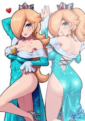 aroused ass big_breasts big_butt blush breasts female female_only heart high_heels looking_at_viewer mario_(series) nintendo no_bra no_panties princess_rosalina smiling_at_viewer solo super_mario_galaxy yamino_ekakinin rating:Questionable score:129 user:Mudlover