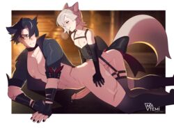 anal anal_sex black_hair cat_ears cat_tail femboy gay gay_sex genshin_impact lyney_(genshin_impact) male_with_painted_nails matemi penis small_dom_big_sub small_top_big_bottom thighhighs twink wriothesley_(genshin_impact) yaoi rating:Explicit score:138 user:ButtMan69420