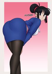 1girls bent_over big_breasts chichi dragon_ball dragon_ball_z female female_focus female_only flytrapxx fully_clothed legs long_hair no_eyewear tagme rating:Explicit score:135 user:ShaXBlur