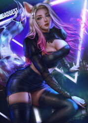 1girls ahri big_breasts blonde_hair blouse blue_eyes breasts cleavage clothed clothing crystal female female_focus female_only fox fox_ears fox_girl fox_tail garter_belt hair_ornament hips k/da_all_out_ahri k/da_all_out_series k/da_series league_of_legends logan_cure long_hair on_stage pink_hair sitting sitting_on_stage skirt solo solo_female solo_focus stage stage_lights tail the_baddest_ahri thick_thighs thighhighs thighs two_tone_hair underwear wide_hips rating:Safe score:213 user:Hentai_Bro69