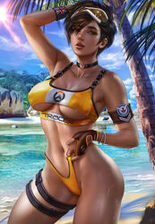 1girls abs bare_shoulders beach big_breasts bikini bikini_bottom bikini_top blizzard_entertainment breasts brown_eyes brown_hair choker clothed clothing eyewear_on_head female female_focus female_only fit fit_female freckles gloves goggles goggles_on_head hand_on_head logan_cure looking_at_viewer navel overwatch palm_tree sand sea short_hair solo solo_female solo_focus standing summer sun thigh_strap thighs toned toned_female tracer tropical underboob underwear underwear_pull union_jack water wet wet_skin rating:Safe score:327 user:Hentai_Bro69