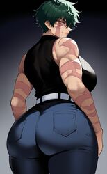 1girls ai_generated ass big_ass breasts burn_scar female golden_eyes jujutsu_kaisen kelly_ai muscular_female pants scar short_hair solo_female zenin_maki rating:Questionable score:64 user:Bun-Bun-Butt