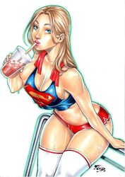 1girls 2d after_workout big_ass big_breasts big_butt blonde_hair blue_eyes bubble_butt cute dc dc_comics drawn drinking ed_benes_studio fred_benes kara_danvers kara_zor-el looking_at_viewer minishorts no_bra pink_lipstick pov pov_eye_contact shiny_skin sitting socks solo stockings straw supergirl superman_(series) sweat sweatdrop wide_hips workout workout_clothes rating:Questionable score:98 user:daniel650000