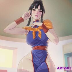 1girls arttoru black_hair brown_eyes chichi dragon_ball dragon_ball_z female female_only fully_clothed large_breasts looking_at_viewer solo tagme thick_thighs thighs wide_hips rating:Safe score:212 user:JesusIsWatching