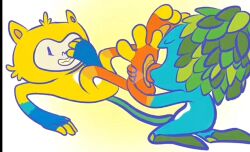  2016_rio_olympics 2boys anthro bruh feet flora_fauna fodase foot_fetish gay hybrid licking licking_feet male/male male_only no olympics plant que que_merda_hein teeth tom_(mascot) unknown_artist vinicius_(mascot) what what_the_fuck what_the_fuck_is_this where_is_your_god_now wtf  rating:questionable score: user:bot