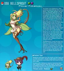 bellsprout english_text hi_res kinkymation nintendo page_69 page_number plant_girl pokémon_(species) pokemon pokemon-girl_encyclopedia pokemorph pokemusu profile smooth_skin text text_box text_focus rating:Questionable score:91 user:!nner$elf89