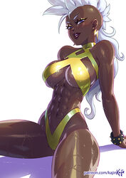 1girls abs african african_female bikini blue_eyes bracelet dark-skinned_female dark_skin earrings female female_only kajinman lipstick long_hair makeup marvel marvel_comics mohawk ororo_munroe red_lips red_lipstick solo spiked_bracelet storm_(x-men) swimsuit tagme white_hair x-men rating:Questionable score:170 user:AlexSkullUterna