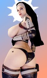 1girls 3d battle_nun big_ass blenderdemon christianity exposed_breasts female female_only large_breasts light-skinned_female light_skin looking_at_viewer looking_back nipples nun queen_of_spades religion solo spade_tattoo tattoo topless topless_female rating:Explicit score:199 user:MarvelFanboy