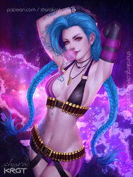 1girls blue_hair clothed female jinx_(league_of_legends) league_of_legends pink_eyes shurakrgt skimpy small_breasts solo rating:Safe score:174 user:jedijam91