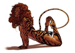 1girls dima_ivanov feet female humanoid long_hair marvel nude panties_down pinup pose small_breasts solo tigra white_background rating:Questionable score:112 user:bionika1