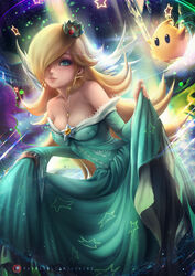 1girls axsens bare_shoulders big_breasts blonde_hair blue_eyes breasts cleavage clothed clothing crown dress dress_lift earrings fantasy female female_focus female_only fully_clothed galaxy hair_over_one_eye long_dress long_hair luma mario_(series) necklace nintendo princess_dress princess_rosalina solo solo_female solo_focus star super_mario_galaxy very_long_hair wholesome rating:Safe score:145 user:Hentai_Bro69