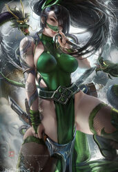 1girls akali bare_shoulders big_breasts black_hair breasts brown_eyes clothed clothing dragon dress female female_focus female_only holding_weapon large_breasts league_of_legends loincloth long_hair looking_at_viewer mask mask_lift ninja on_knees ponytail sakimichan smile solo solo_female solo_focus tattoo tattooed_arm tattoos thick_thighs thighhighs thighs tongue tongue_out weapons wrist_guards rating:Questionable score:288 user:Hentai_Bro69