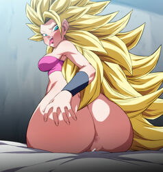 1girls anus ass big_ass big_breasts blonde_hair breasts caulifla censor_bar censored dragon_ball dragon_ball_super eye_contact female grabbing_own_ass huge_ass long_hair looking_at_viewer looking_back pussy rom saiyan shounen_jump sitting solo super_saiyan_3 thick_ass tongue_out rating:Explicit score:242 user:Bikuta69