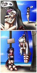 adelaide_chevalier_duseigneur beach bikini blush bondage bound ella_(magnolia-baillon) femdom femsub gag groping leuedai_(magnolia-baillon) magnolia-baillon multiple_subs omniv original original_character rev_(magnolia-baillon) shibari_over_clothes side-tie_bikini sign tagme two_tone_hair undone_bikini white_hair rating:Questionable score:79 user:red3301