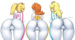 3_bodysuits 3girls ass ass_focus back back_view belt bent_over big_ass big_breasts bimbo bodysuit bubble_butt cameltoe clothed clothing crown female female_only footwear fully_clothed handwear hi_res human jumpsuit large_breasts looking_at_viewer looking_back mario_(series) mario_kart nintendo onomeshin pale_skin png presenting_hindquarters princess_daisy princess_peach princess_rosalina signature skin_tight take_your_pick thick_thighs thigh_gap thighs tight_clothing wide_hips rating:Questionable score:531 user:reflet1