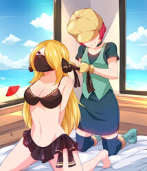 arms_behind_back big_breasts bikini blonde blonde_female blonde_hair blonde_hair_female bondage boots bound breasts cleavage cynthia_(pokemon) gag georgia_(pokemon) nintendo over_the_nose_gag pokémon pokemon pokemon_champion punksamurai putting_on_gag rating:Questionable score:144 user:red3301