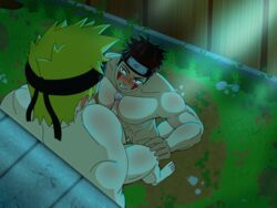 alley bara blush gay inuzuka_kiba male male/male male_only muscles naruto naruto_(series) naruto_shippuden night pecjob pecs penis public_nudity public_sex uzumaki_naruto yaoi rating:Explicit score:39 user:hakunamytatas