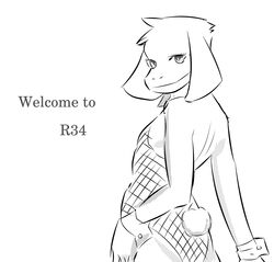  1boy aged_up asriel asriel_dreemurr blush clothed clothing femboy flat_chest goat goat_boy goat_ears goat_horns goat_humanoid goathamcity male male_only undertale white_body white_fur  rating:questionable score: user:murrsriel