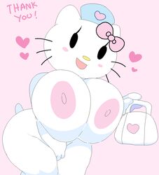 bag cassettedream cute dream-cassette female heart hello_kitty hello_kitty_(character) hello_kitty_(series) hoshime huge_breasts huge_thighs kitty_white mob_face nurse nurse_uniform sanrio shortstack tail rating:Explicit score:130 user:lightswitch4th