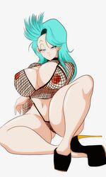 1girls big_breasts blue_hair bulma_briefs bulma_briefs_(post_saiyan_saga) dragon_ball dragon_ball_z female female_focus female_only fishnet_bra fishnet_panties fishnet_shirt fishnet_sleeves fishnet_top high_heels long_hair nala1588 platform_heels shounen_jump solo rating:Explicit score:171 user:ShaXBlur