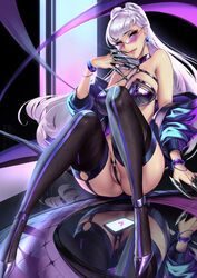 1girls absurdres ass bangs bare_shoulders blue_jacket boots bracelet breasts cameltoe choker cianyo cleavage ear_piercing earrings evelynn female female_focus female_only garter_straps hairy hairy_pussy highres jacket jewelry k/da_all_out_evelynn k/da_all_out_series league_of_legends long_hair looking_at_viewer looking_over_eyewear looking_over_glasses looking_over_sunglasses phone purple-tinted_eyewear purple_hair pussy reflection reflective_floor shoes sitting smile sunglasses tagme thick_ass thick_thighs thighhighs thighs tinted_eyewear yellow_eyes rating:Questionable score:77 user:MrLW13