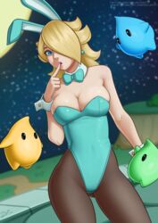 1girls blonde_hair bunny_ears bunny_girl bunnysuit deilan12 hair_over_one_eye luma mario_(series) pantyhose princess_rosalina super_mario_galaxy rating:Questionable score:120 user:deleted102992