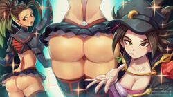 2girls ass ass_focus caulifla cosplay crossover dragon_ball dragon_ball_super embarrassed female female_only grabbing_from_behind jammeryx kale kamui_(kill_la_kill) kill_la_kill mankanshoku_mako mankanshoku_mako_(cosplay) matoi_ryuuko matoi_ryuuko_(cosplay) microskirt presenting senketsu skirt tagme rating:Explicit score:334 user:Kinkraptor