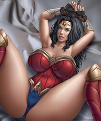 1girls actress alternate_breast_size armpits arms_up big_breasts bondage breasts celebrity dc dc_comics dc_extended_universe demigoddess diana_prince female female_focus female_only flowerxl gal_gadot huge_breasts imminent_rape large_breasts legs_spread long_hair olive_skin spread_legs superheroine tagme tied_hands wonder_woman wonder_woman_(series) rating:Explicit score:185 user:ShaXBlur