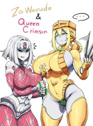 ... 2021 2girls big_breasts black_eyes blonde_hair breasts duo female green_sclera grey hi_res highres jojo's_bizarre_adventure king_crimson leotard looking_at_another mannungei queen_crimson rule_63 sideboob stand_(jjba) stand_arrow stardust_crusaders sweat the_world throwing_knife vento_aureo rating:Questionable score:381 user:Shmivi