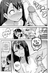 1boy 1girls angry big_penis blush breasts comic comic_page cum cum_on_face cum_on_hair cumshot curved_to_the_right_penis doujinshi dressing ejaculation english_text erection facial femdom ghettoyouth glasses hayase_nagatoro imminent_oral male monochrome naoto_hachioji_(senpai) one-finger_handjob open_mouth oral penis please_don't_bully_me,_nagatoro premature_ejaculation small_breasts surprised tan tanline tanlines tanned_skin text uncensored veiny_penis rating:Explicit score:232 user:melonmat