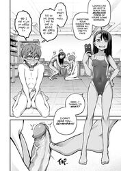 1boy 1girls big_penis black_hair blush breasts cameltoe collar comic doujinshi erection femdom footjob ghettoyouth hayase_nagatoro humiliation long_hair monochrome naoto_hachioji_(senpai) nipples nude one-piece_swimsuit penis please_don't_bully_me,_nagatoro revealing_clothes short_hair small_breasts smile swimsuit uncensored veiny_penis rating:Explicit score:224 user:melonmat