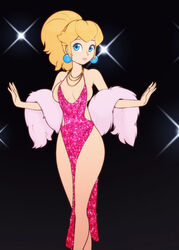 1girls alternate_breast_size barely_clothed blonde_hair blue_eyes breasts cleavage dark_background dress earrings fashion female female_only glitter hourglass_figure legs light-skinned_female light_skin lipstick luxury mario_(series) necklace nintendo paparazzi pink_clothing pink_dress ponytail princess princess_peach red_carpet royal_slut royalty scorpdk sequin_dress skimpy skimpy_clothes skimpy_dress solo solo_female super_mario_all-stars thighs voluptuous rating:Questionable score:134 user:carddealer