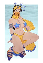 big_breasts bikini blush color cosplay dirtyfox911911 jewelry jojo's_bizarre_adventure jotaro_kujo midler_(cosplay) rule_63 skimpy solo stardust_crusaders rating:Questionable score:49 user:Razorshell97