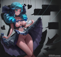 1girls blue_eyes blue_hair breasts dress_lift drill_hair exposed_breasts feathers gwen_(league_of_legends) hair_ornament inverted_nipples inverted_nipples_popping_out league_of_legends oh-yeeeeeah torn_clothes twin_drills twintails rating:Explicit score:230 user:LukeSkyLuke