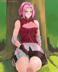 1girls bike_shorts clothed clothed_female clothes clothing female female_only fully_clothed green_eyes kisou light-skinned_female medium_breasts naruto naruto_shippuden pink_hair sakura_haruno short_hair solo solo_female solo_focus teenage_girl teenager thick_thighs thighhighs wide_hips rating:Safe score:340 user:SForceZ